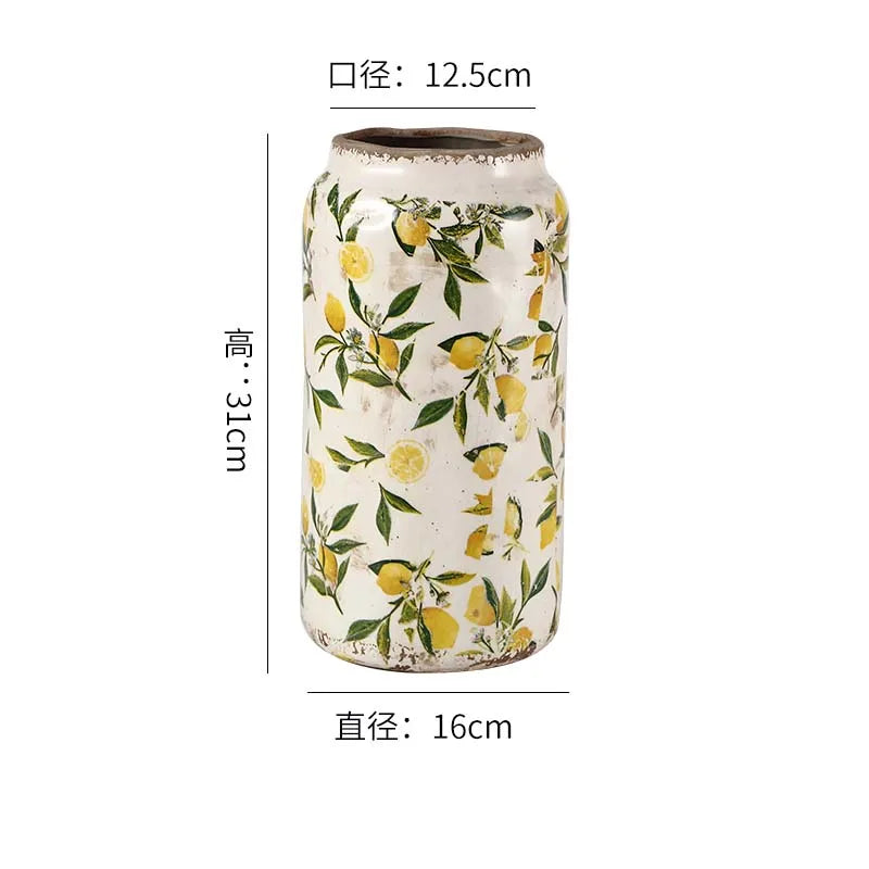 Lemon Texture, Ice-Cracked Finish, Decorative Hydroponic Flower Vase
