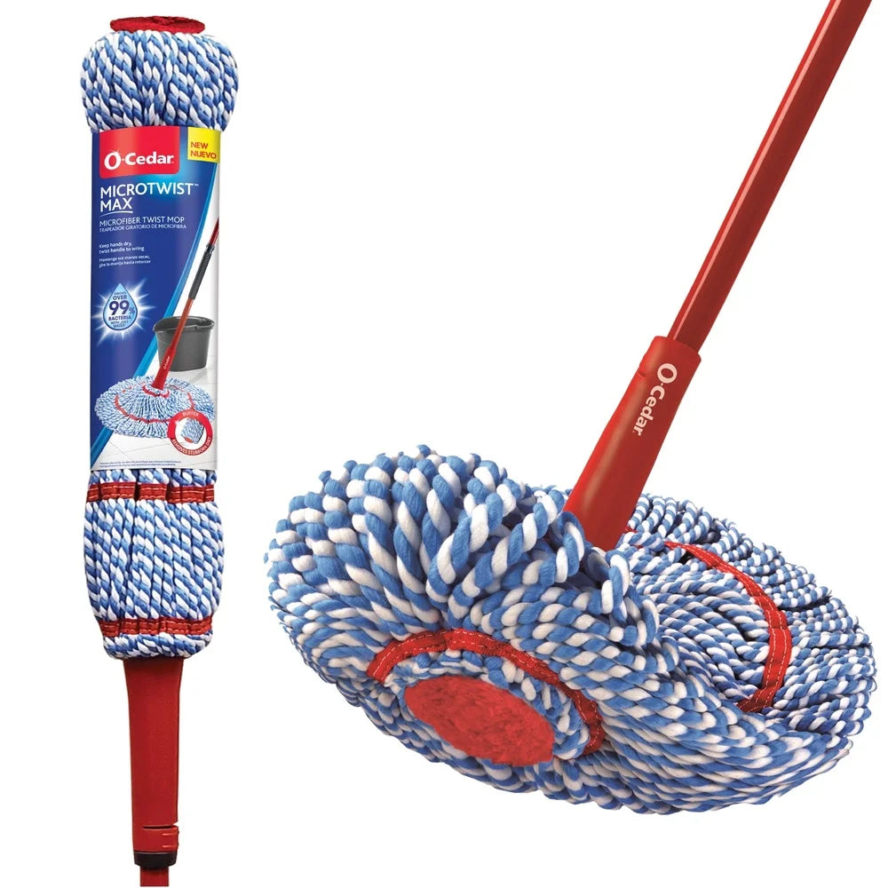 18-Inch Microfiber Mop with Twist Handle – Fast Cleaning, 99% Bacteria Removal, Extra-Large Reusable Mop Head