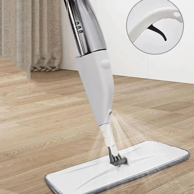 Reusable Microfiber Flat Mop with 360° Rotation, Refillable Bottle & Aluminum Handle