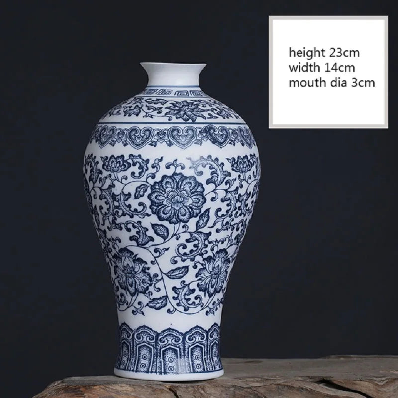 Blue and White Ceramic Porcelain Vase – Chinese Style Jingdezhen Tabletop Decoration