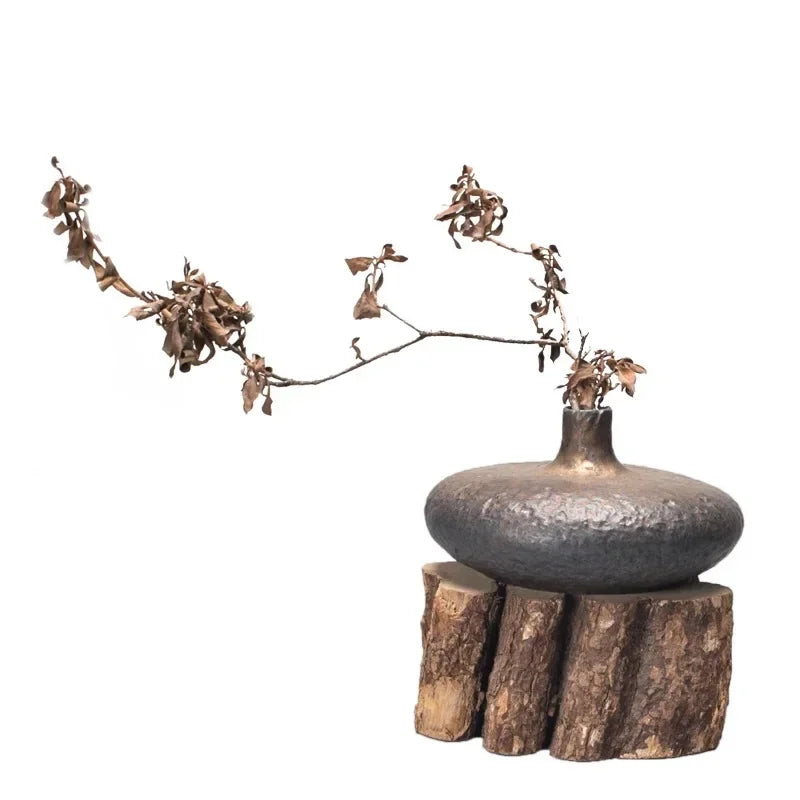 Retro Ceramic Vase Living Room Coarse Pottery Flower Ware