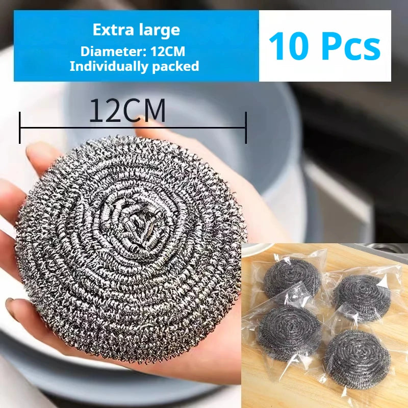 6Pcs Stainless Steel Wool Scrubbers – Heavy Duty Spiral Cleaning Pads for Pots, Pans, Grills, Dishes & Sinks