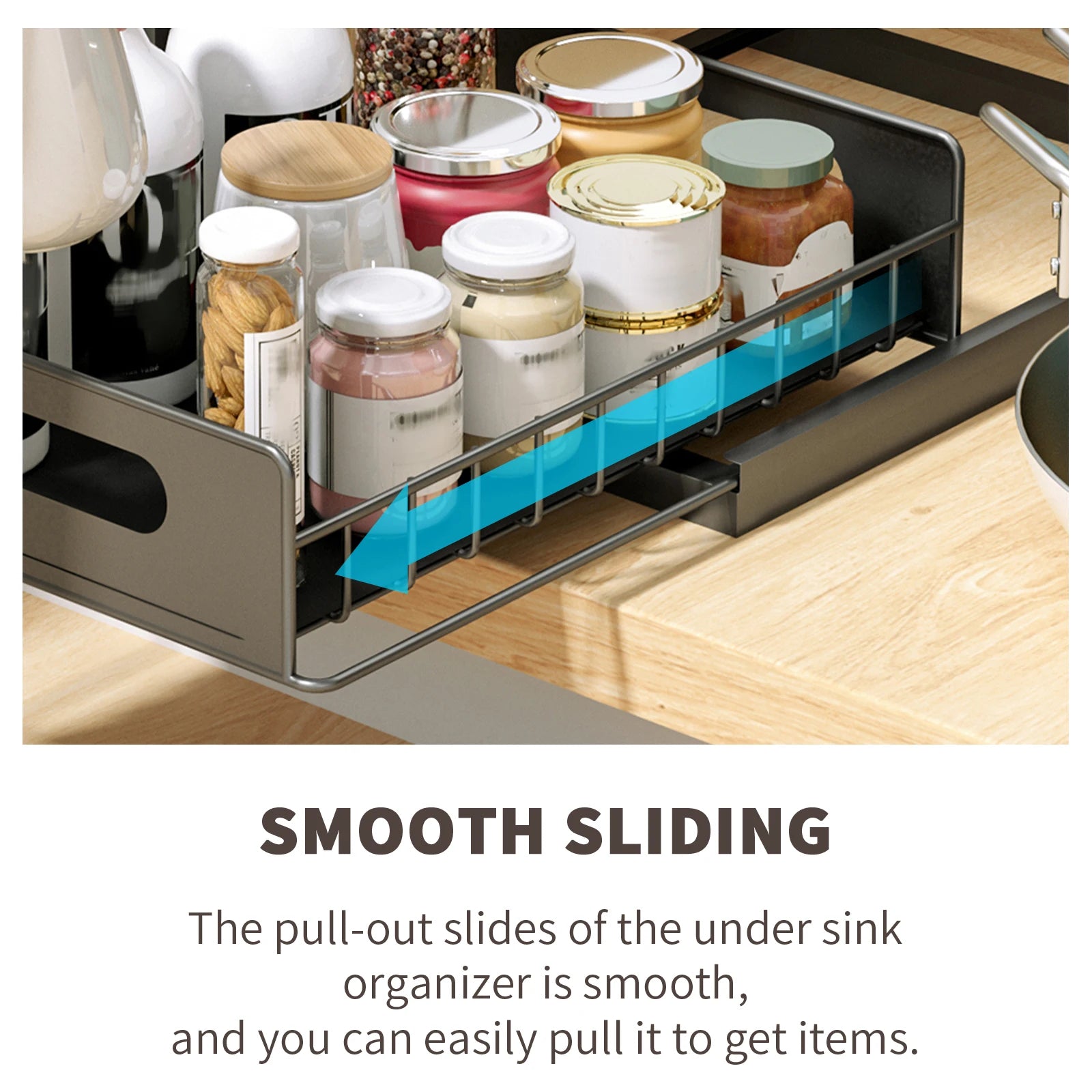 Under Sink Organizers and Storage 2 Tier Slide Out Kitchen Cabinet Organizer Sturdy Metal Bathroom Cabinet Organizer