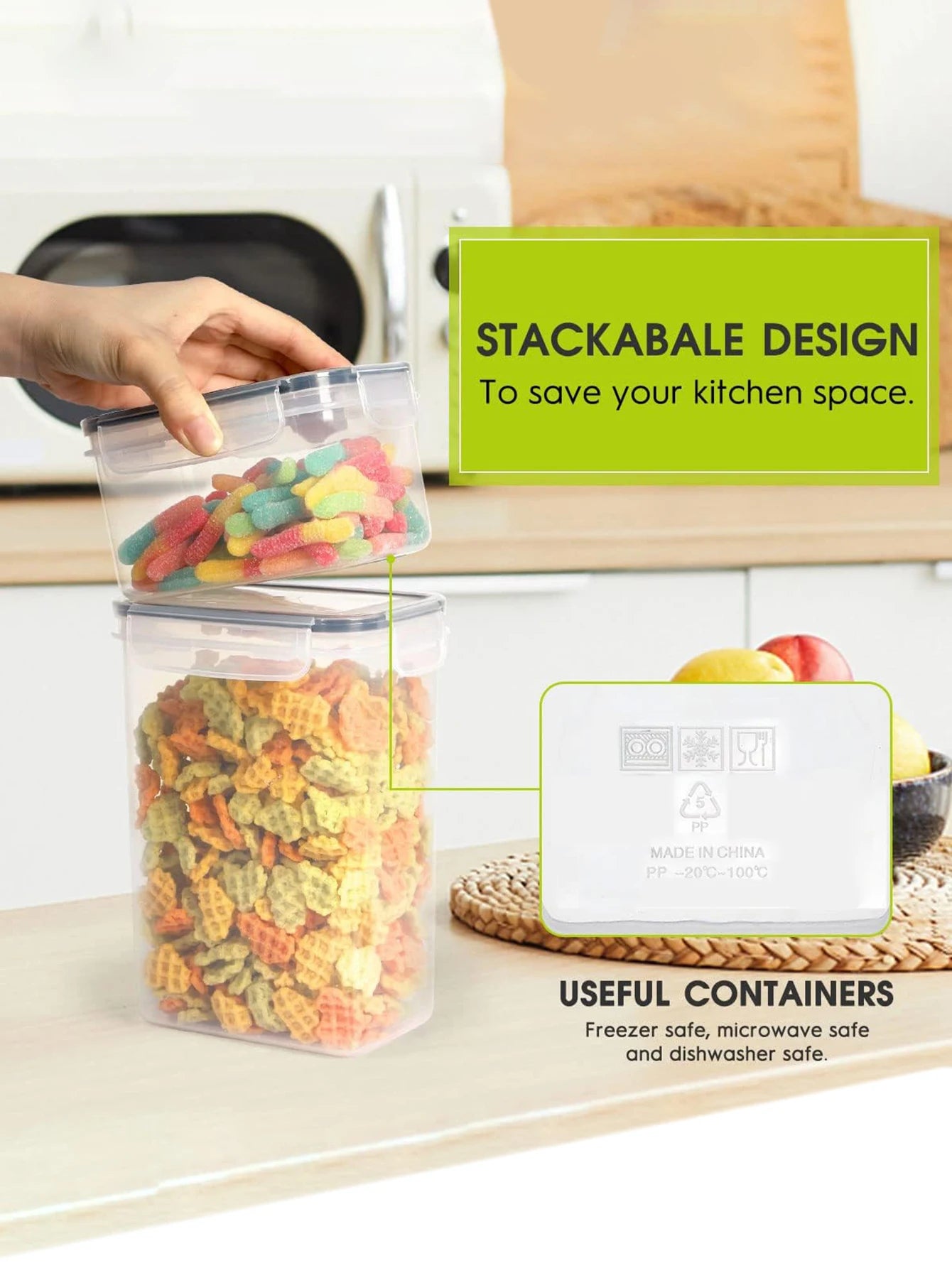 9pcs Airtight Food Storage Containers Set – Labeled & Marked Kitchen Organizer Jars