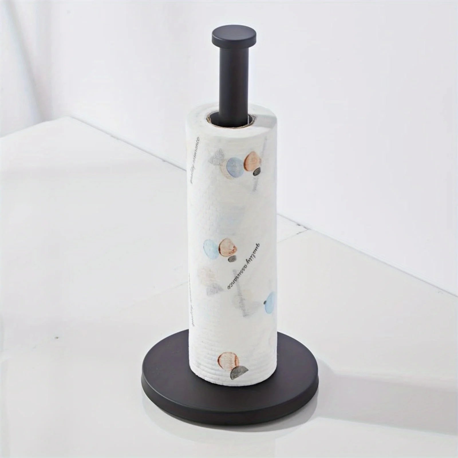 Stainless Steel Paper Towel Holder – Countertop Tissue Roll Dispenser with Weighted Non-Slip Base
