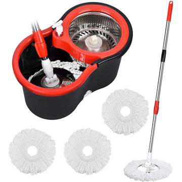 360° Spin Mop and Bucket Set with Stainless Steel Basket