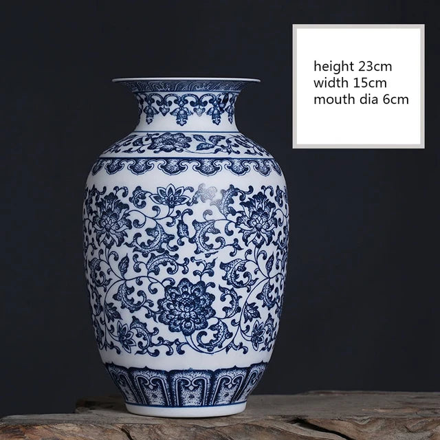 Blue and White Ceramic Porcelain Vase – Chinese Style Jingdezhen Tabletop Decoration