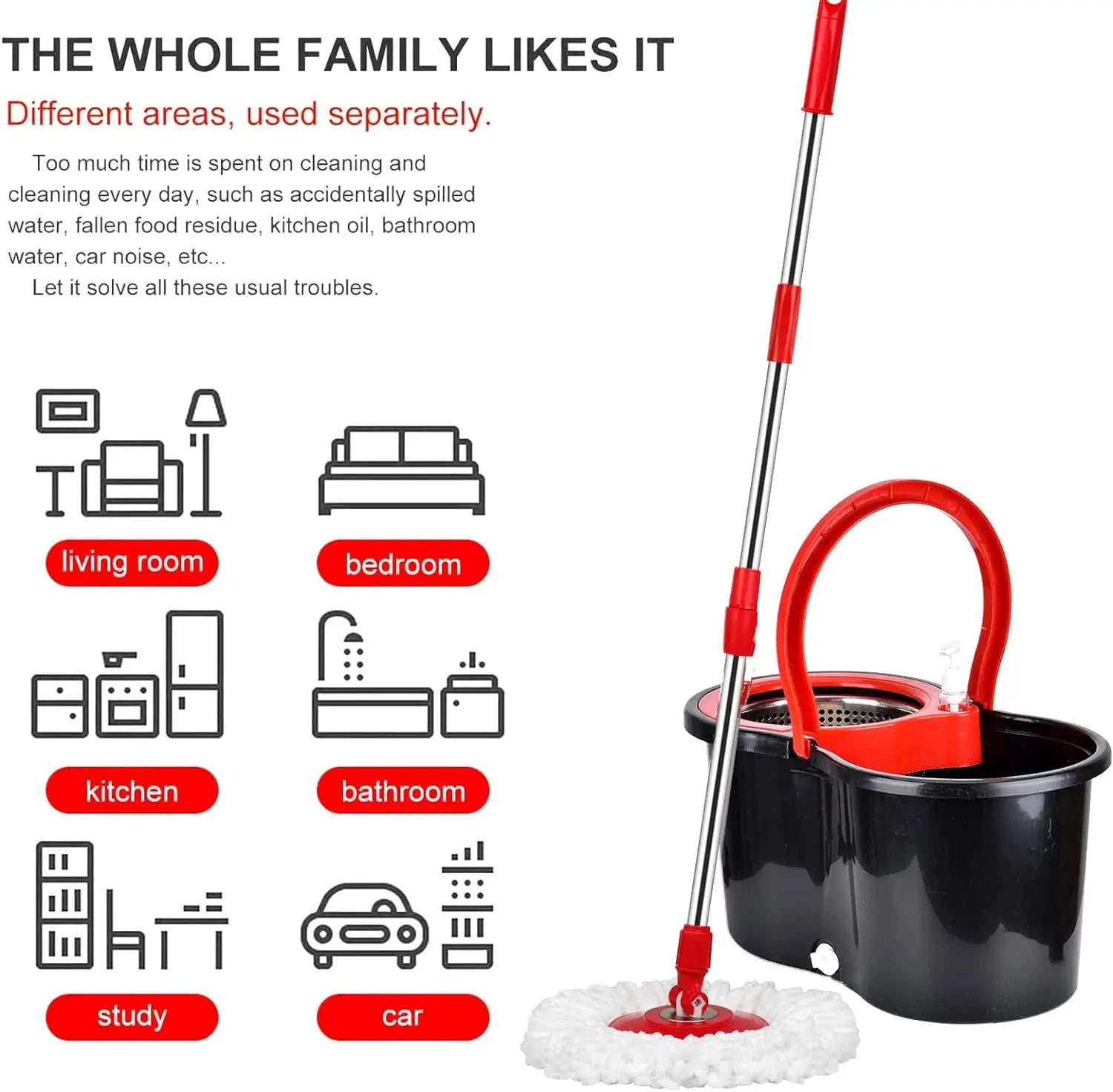 360° Spin Mop and Bucket Set with Stainless Steel Basket