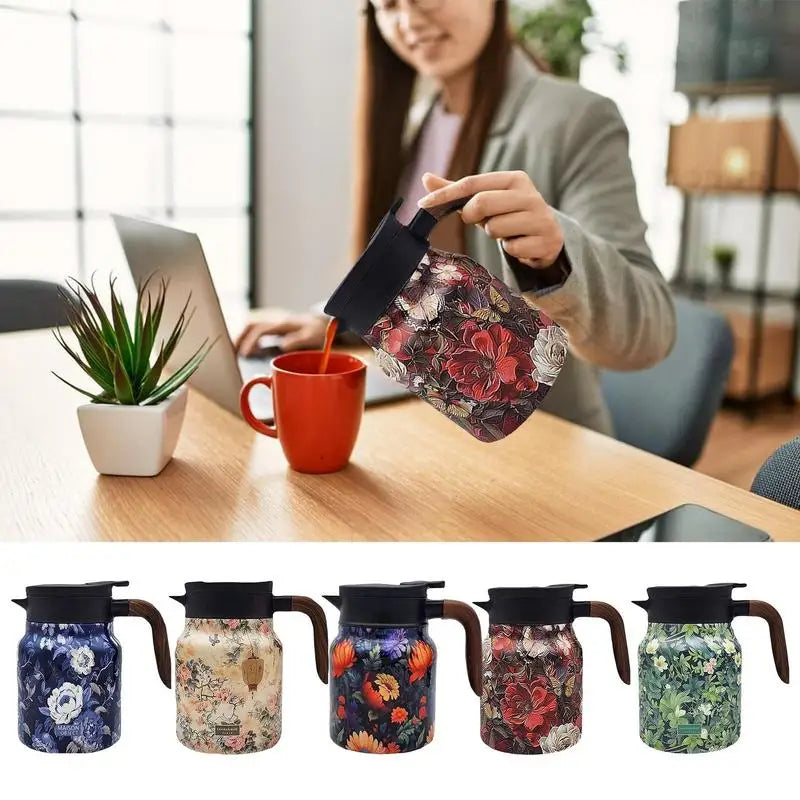Vintage Floral Stainless Steel Tea Kettle with Built-in Infuser