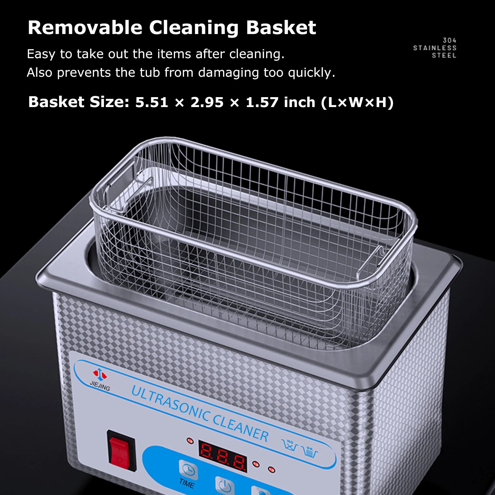 800ml Ultrasonic Cleaner – 40kHz Digital Ultrasonic Cleaning Machine with Timer & Stainless-Steel Basket