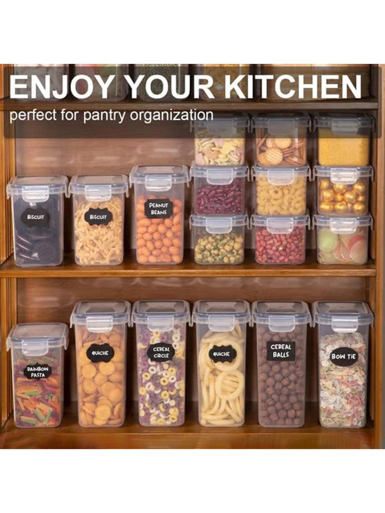 9pcs Airtight Food Storage Containers Set – Labeled & Marked Kitchen Organizer Jars