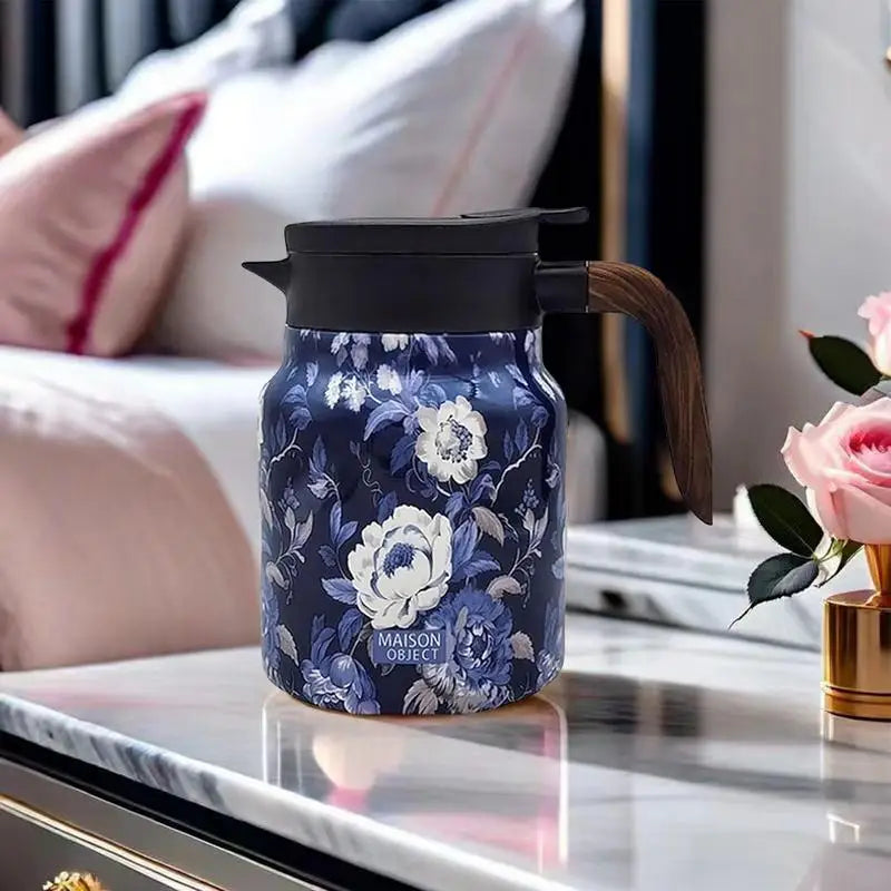 Vintage Floral Stainless Steel Tea Kettle with Built-in Infuser