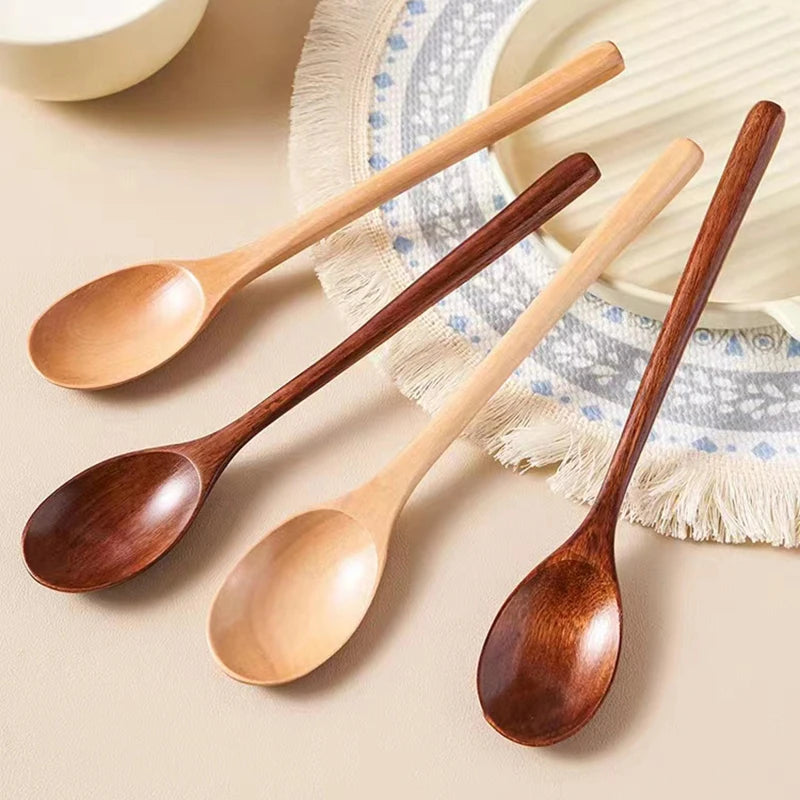 2pcs Wooden Spoons – Natural Kitchen Utensils for Cooking, Soup, Tea, Coffee & Cereal