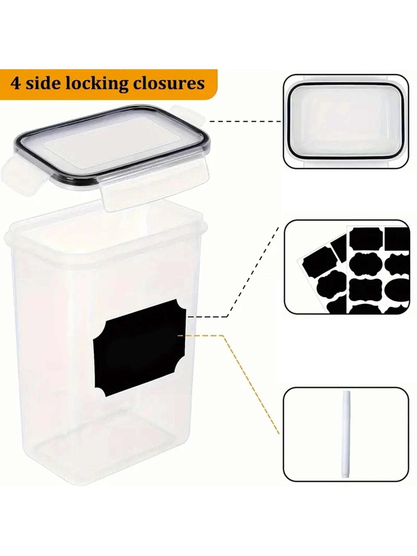 9pcs Airtight Food Storage Containers Set – Labeled & Marked Kitchen Organizer Jars