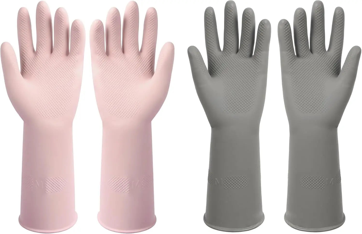 2 Pairs Reusable Dishwashing Gloves – Non-Slip Rubber Kitchen Cleaning Gloves