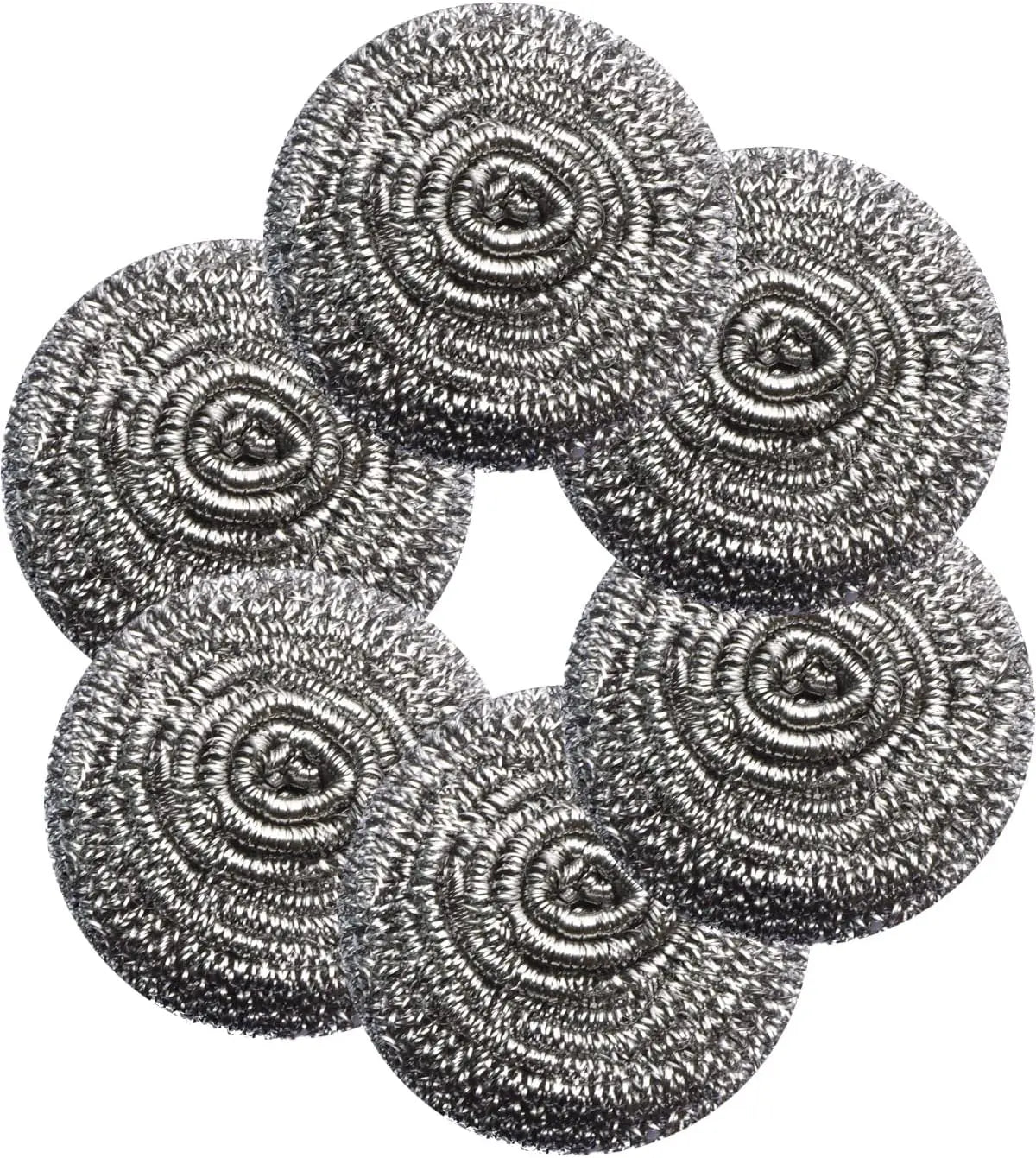 6Pcs Stainless Steel Wool Scrubbers – Heavy Duty Spiral Cleaning Pads for Pots, Pans, Grills, Dishes & Sinks