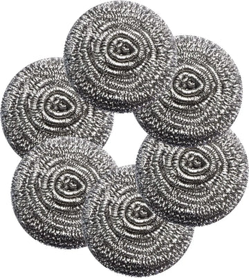 6Pcs Stainless Steel Wool Scrubbers – Heavy Duty Spiral Cleaning Pads for Pots, Pans, Grills, Dishes & Sinks