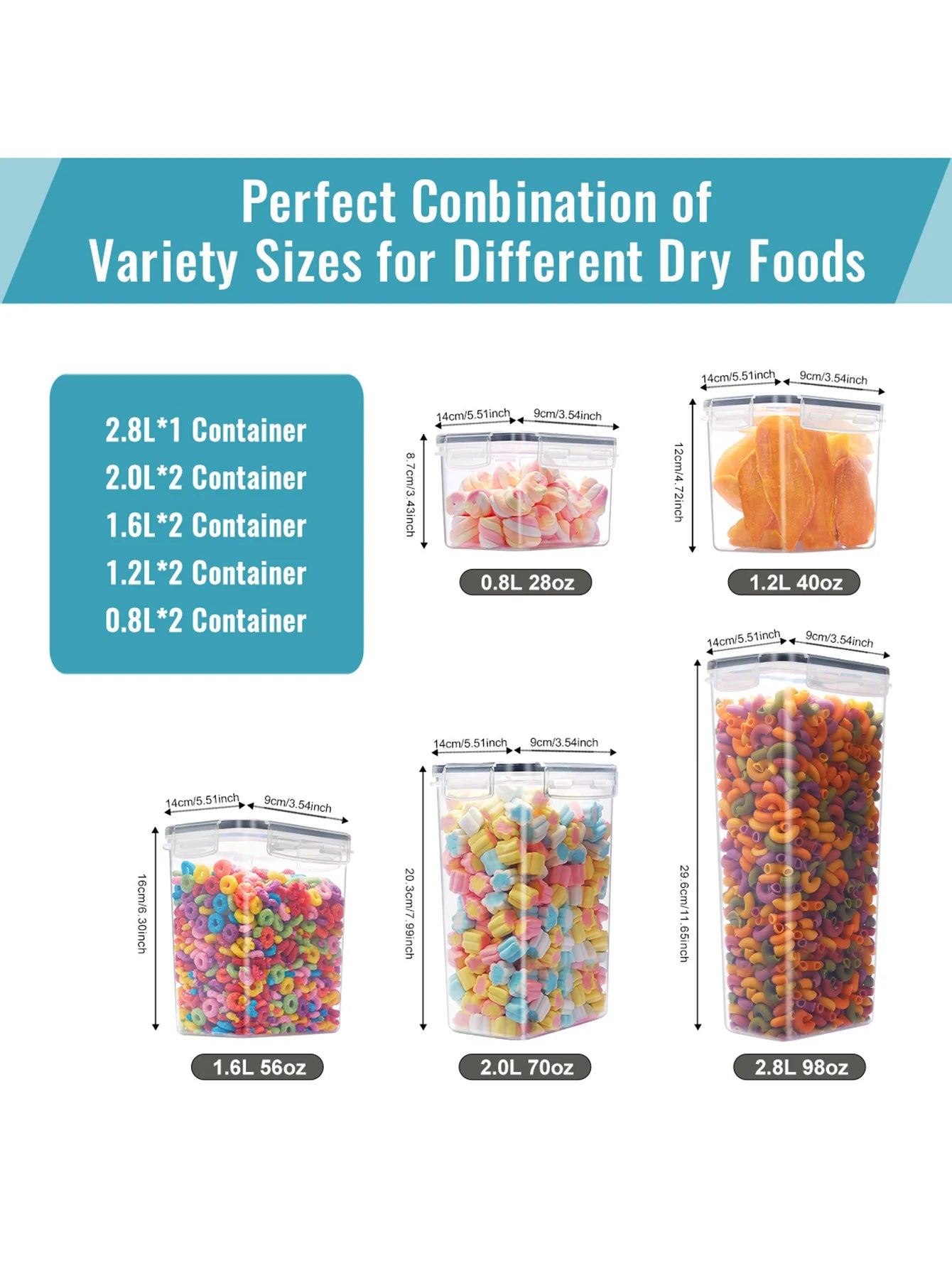 9pcs Airtight Food Storage Containers Set – Labeled & Marked Kitchen Organizer Jars