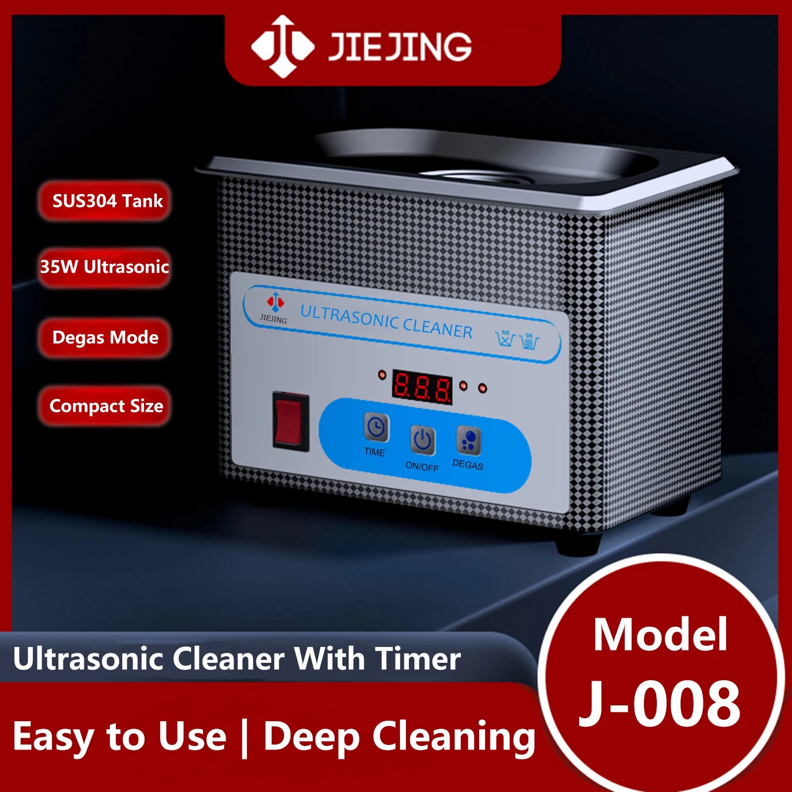 800ml Ultrasonic Cleaner – 40kHz Digital Ultrasonic Cleaning Machine with Timer & Stainless-Steel Basket