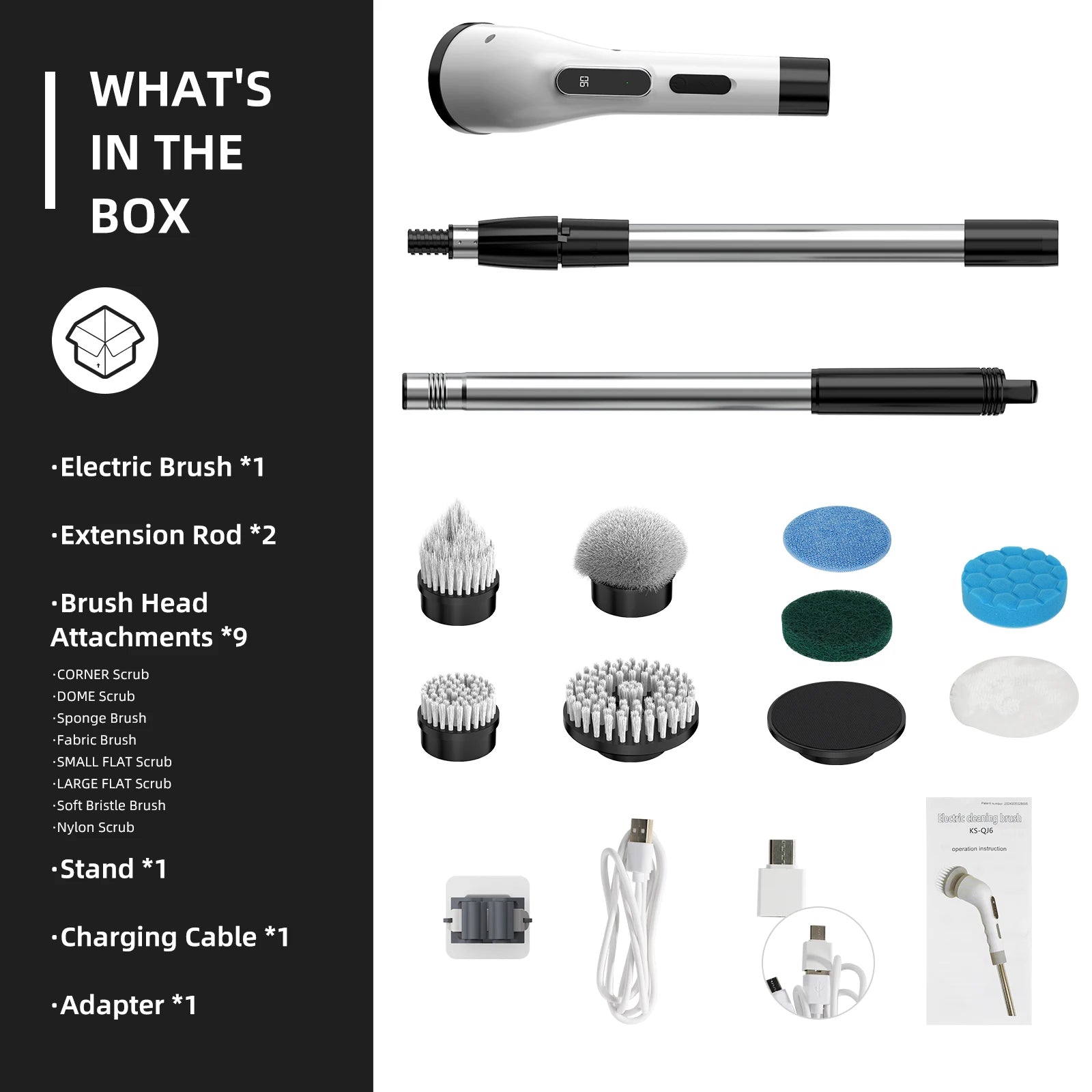 9-in-1 Electric Cleaning Brush – Cordless, Multifunctional, Rotating Scrubber