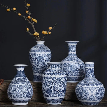 Blue and White Ceramic Porcelain Vase – Chinese Style Jingdezhen Tabletop Decoration