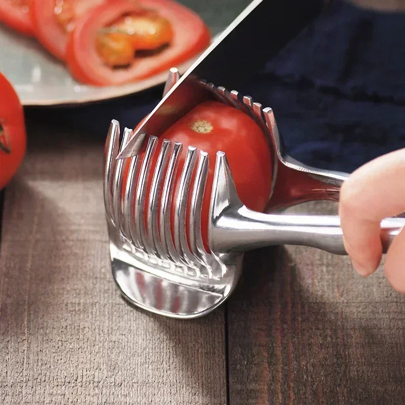 Stainless Steel Tomato & Lemon Slicer Clip – Handheld Fruit & Vegetable Cutter